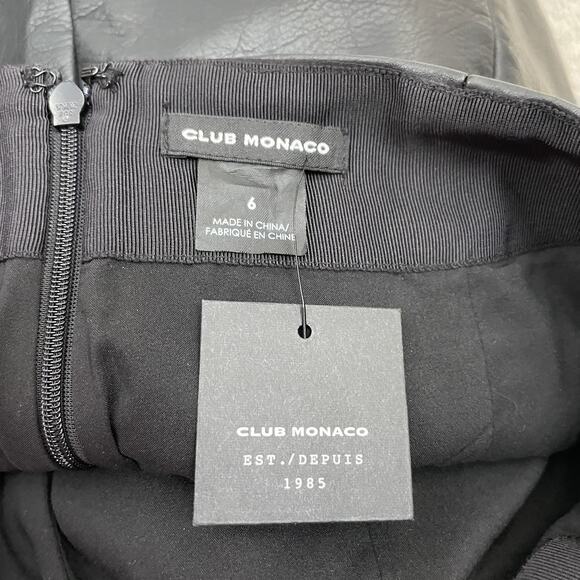 Club Monaco Edvard Skirt Womens 6 Black Faux Leather Embroidered Floral Roses - Picture 4 of 12